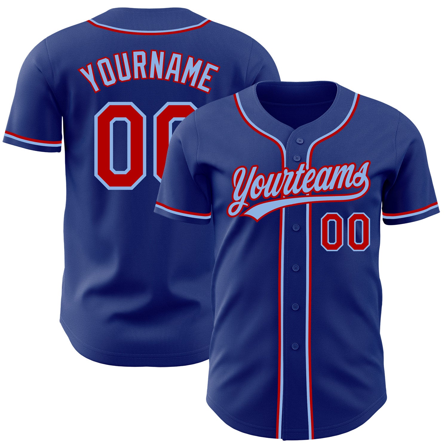 FansIdea Custom Royal Red-Light Blue Authentic Baseball Jersey - $27.99 at Proof Eyewear