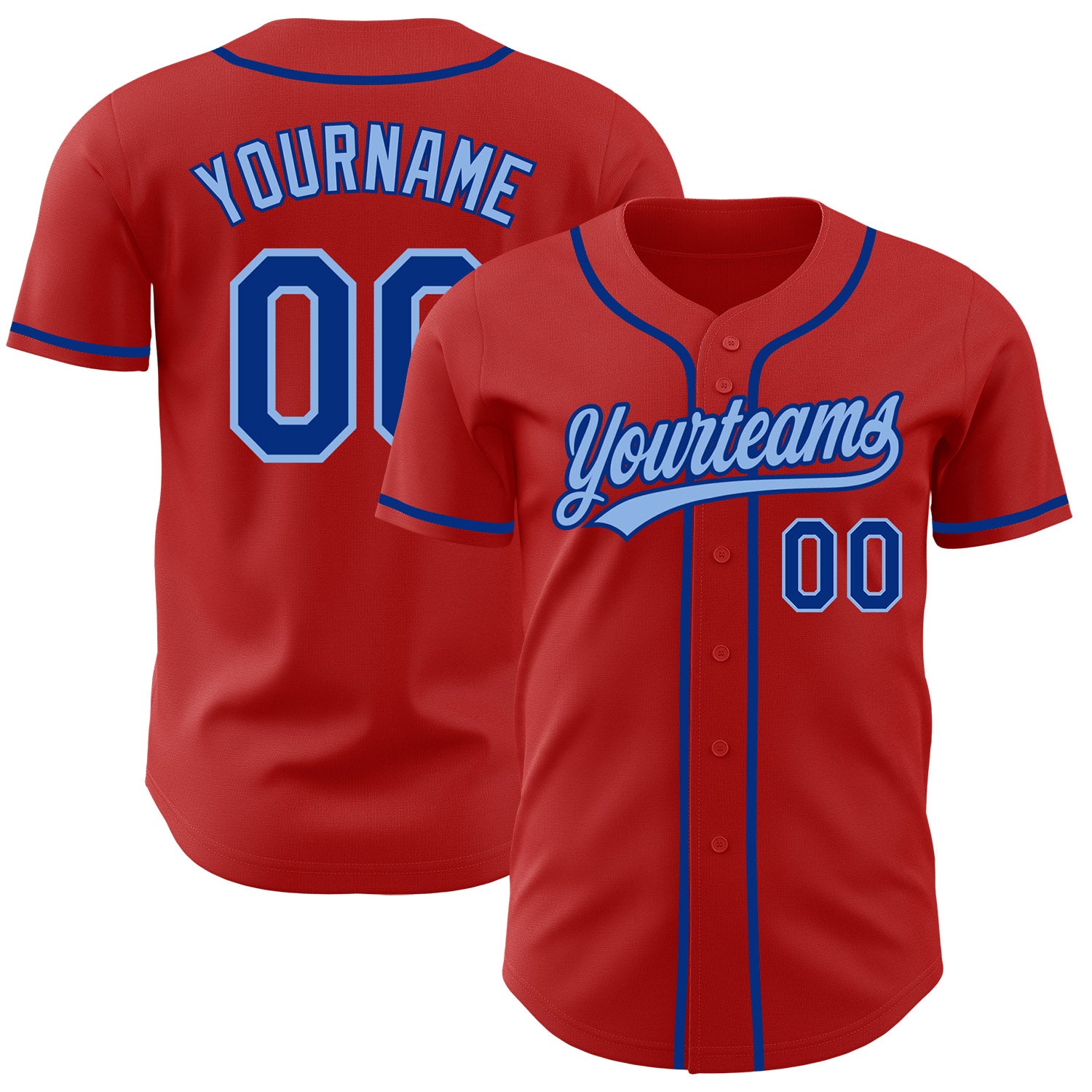 FansIdea Custom Red Royal-Light Blue Authentic Baseball Jersey - $27.99 at Proof Eyewear
