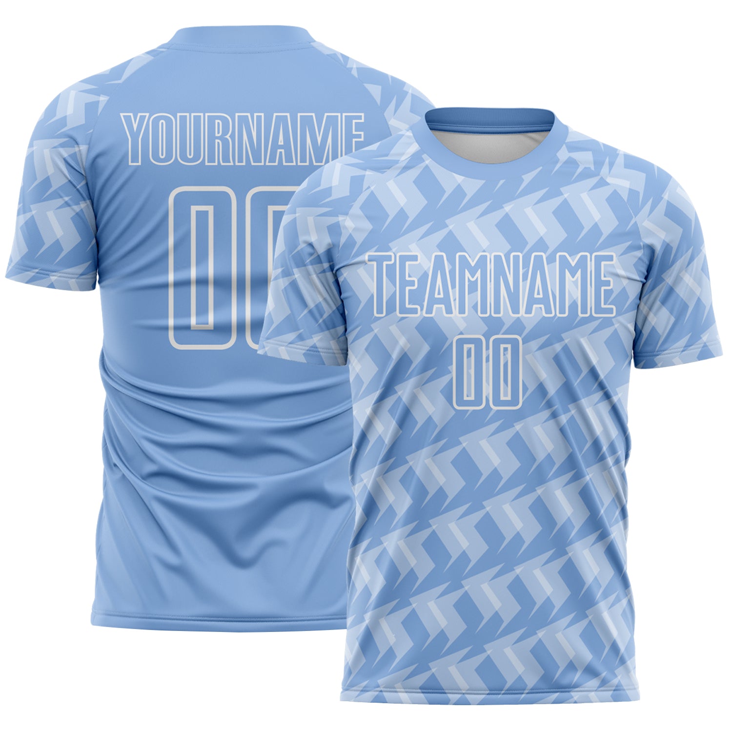 FansIdea Custom Light Blue-White Chevron Geometric Arrow Argentina Sublimation Soccer Uniform Jersey - $16.99 at Proof Eyewear