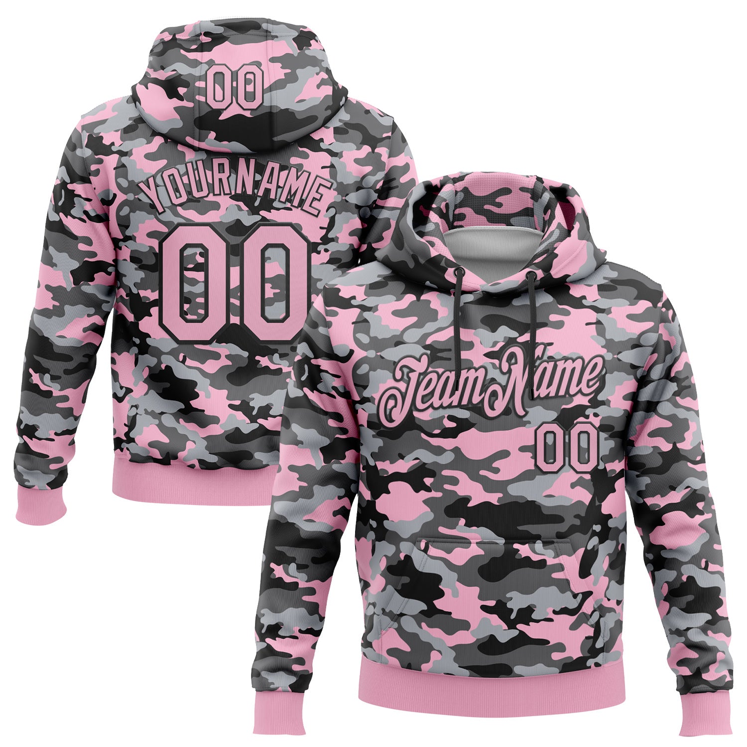 FansIdea Custom Stitched Camo Light Pink-Black Salute To Service Pullover Sweatshirt Hoodie - $32.99 at Proof Eyewear