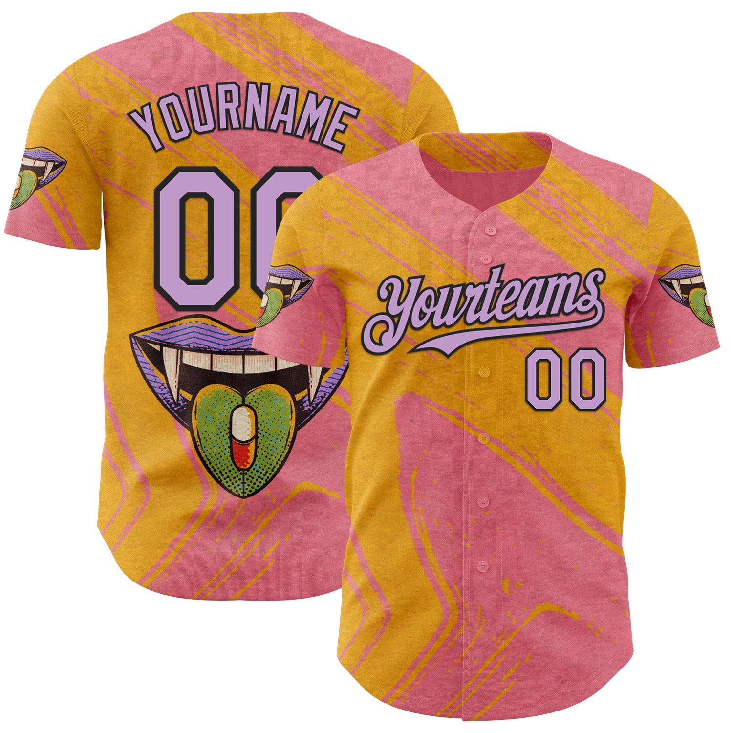 Custom Pink Light Purple Yellow-Black Buba Viedma PainKiller 02 Authentic Baseball Jersey