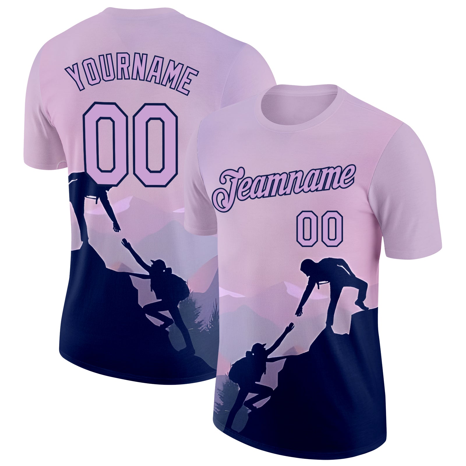 FansIdea Custom Light Purple-Navy Mountain Climbing Performance T-Shirt - $14.99 at Proof Eyewear