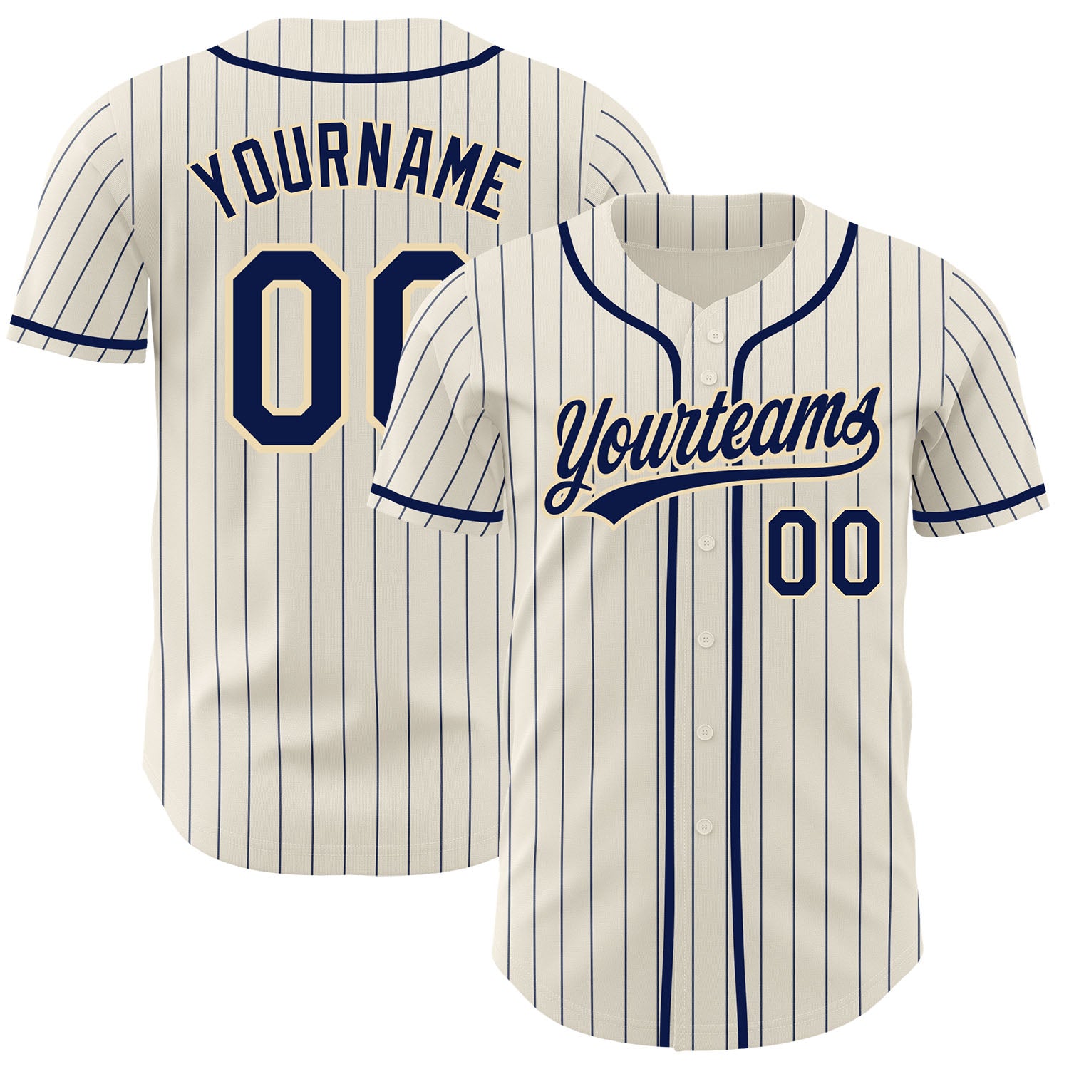 FansIdea Custom Cream Navy Pinstripe-Cream Authentic Baseball Jersey - $27.99 at Proof Eyewear