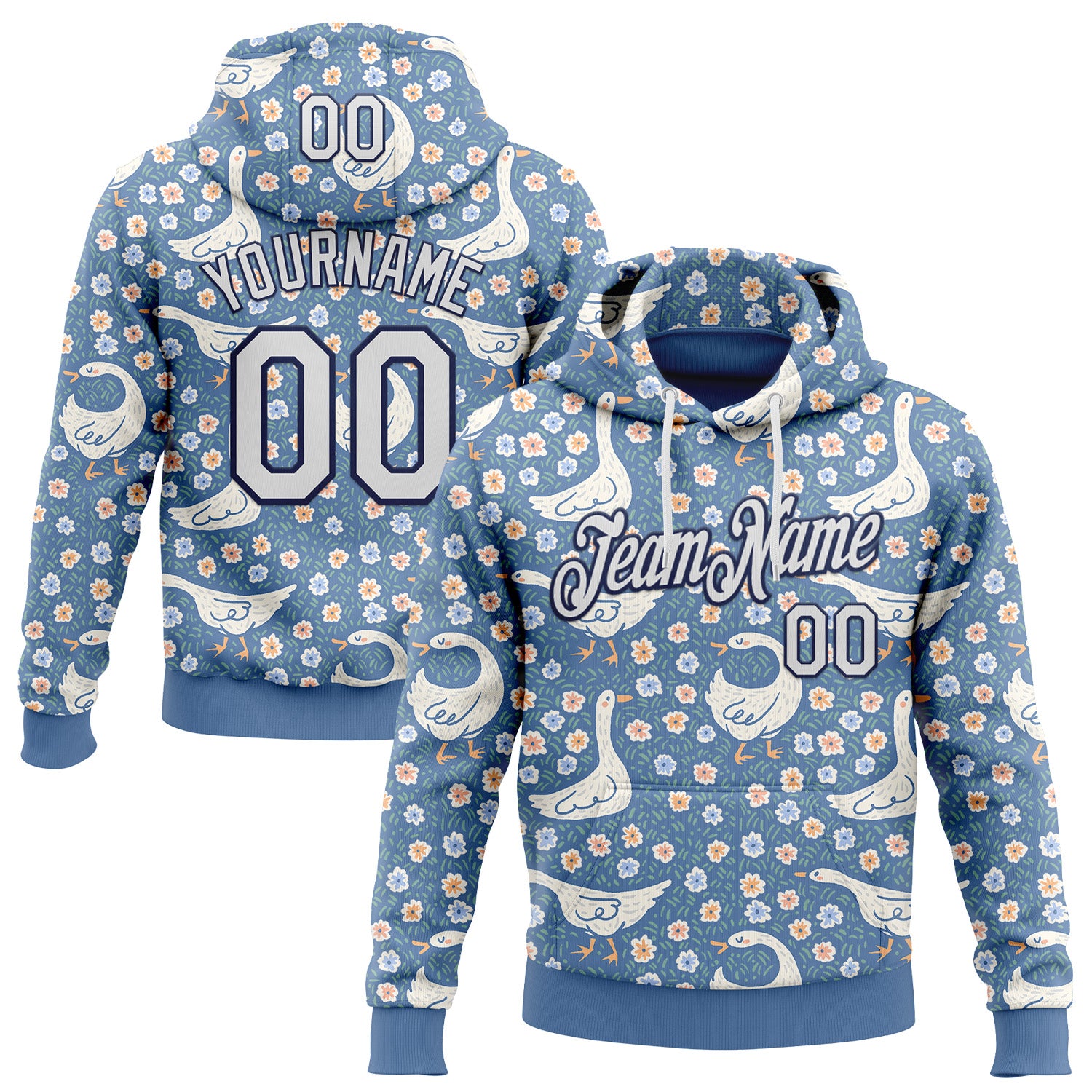 Fansidea-artist-collabs Custom Stitched Blue White-Navy 3D Emi Bee Meadow Goose Sports Pullover Sweatshirt Hoodie - $37.99 at Proof Eyewear