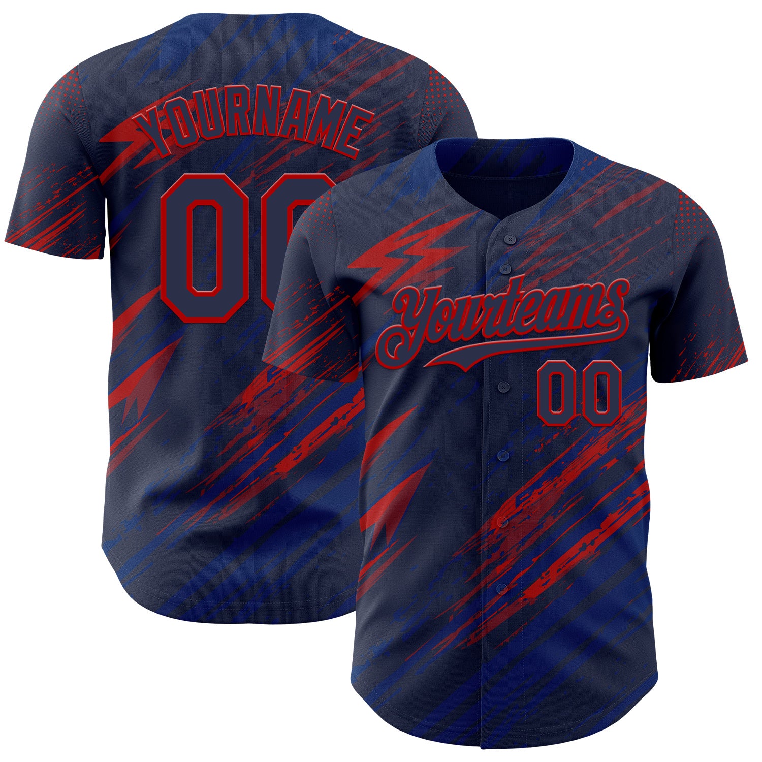FansIdea Custom Navy US Navy Blue-Red Diagonal Grunge Brush Stroke Halftone Authentic Baseball Jersey - $29.99 at Proof Eyewear