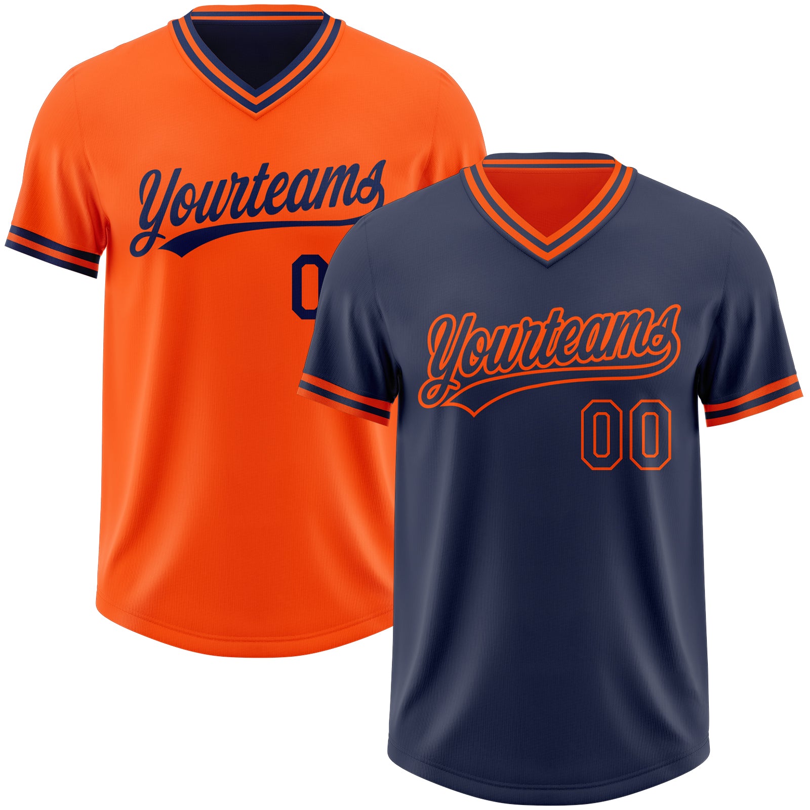 FansIdea Custom Navy-Orange Reversible Pullover Baseball Jersey Shirt - $26.99 at Proof Eyewear