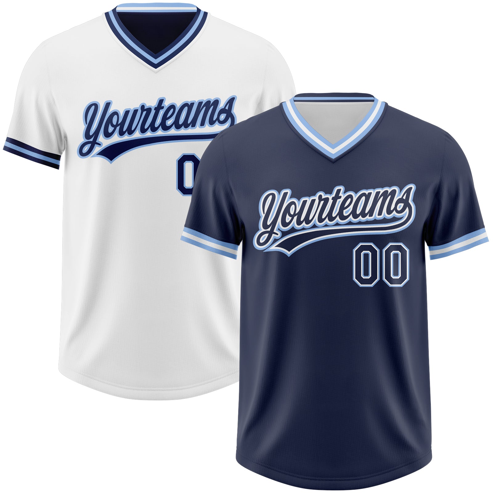 FansIdea Custom Navy White-Light Blue Reversible Pullover Baseball Jersey Shirt - $26.99 at Proof Eyewear