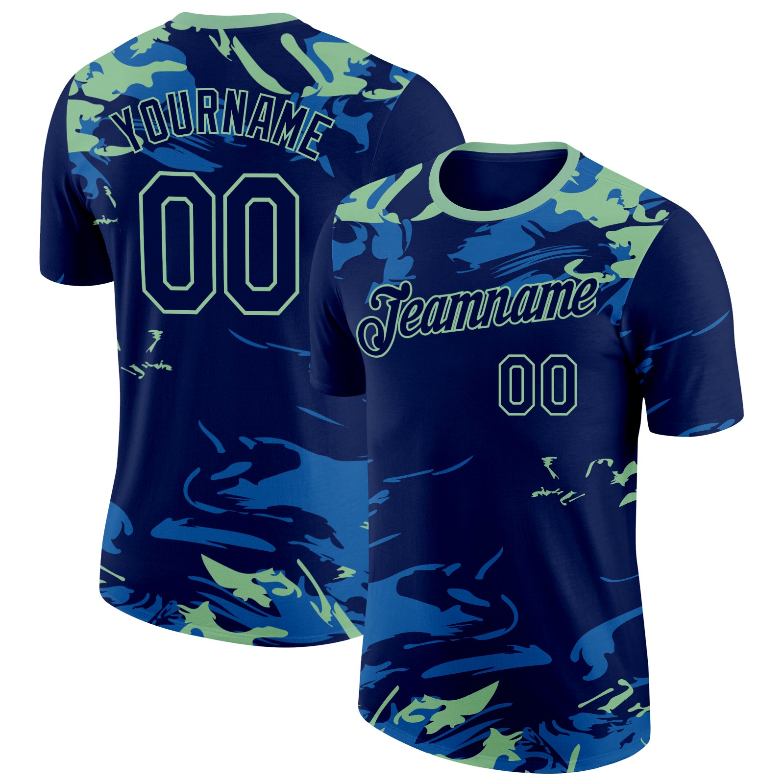 FansIdea Custom Navy-Pea Green Bowling Liquid Performance T-Shirt - $14.99 at Proof Eyewear