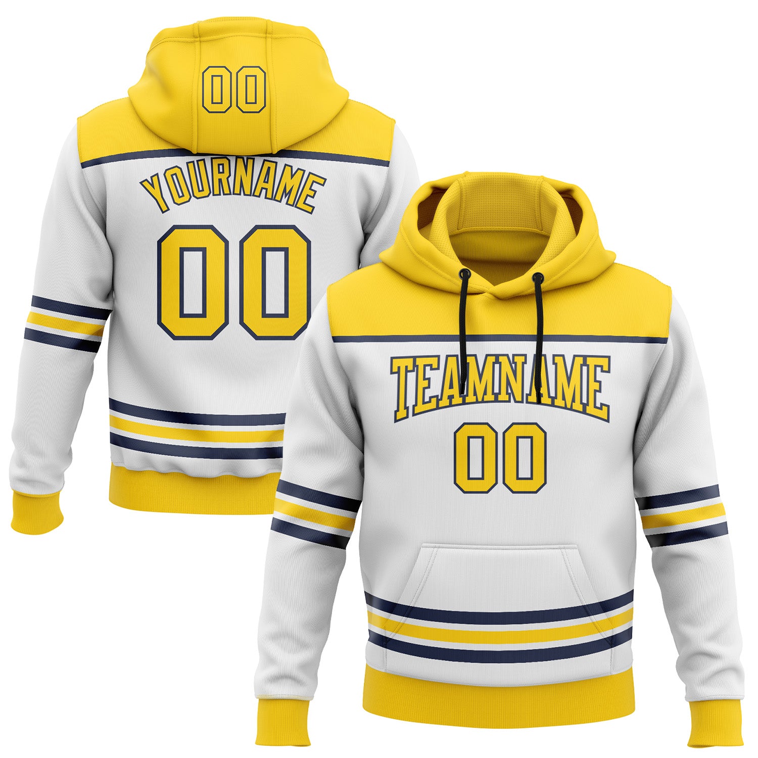 FansIdea Custom White Yellow-Navy 3D Pattern Design Game Day Nashville Inspired Sports Pullover Sweatshirt Hoodie - $32.99 at Proof Eyewear