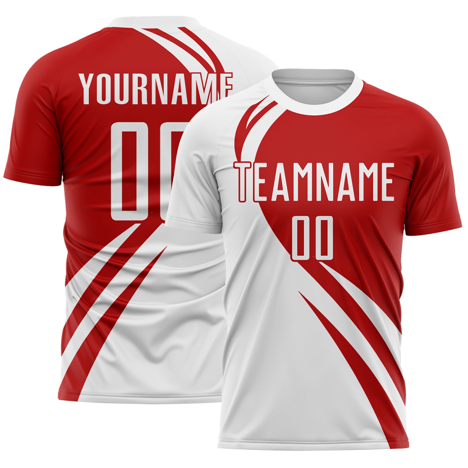 FansIdea Custom White Navy Diagonal Streamline Color Block Swirl Curve Lines Sublimation Soccer Uniform Jersey - $16.99 at Proof Eyewear
