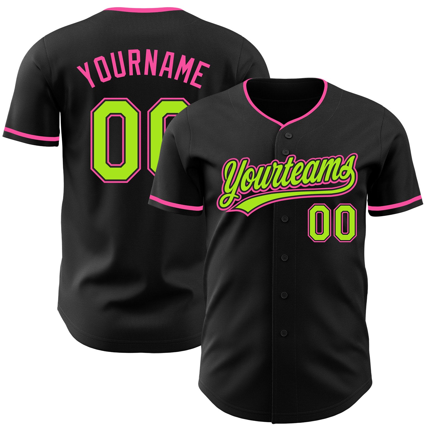 FansIdea Custom Black Neon Green-Pink Authentic Baseball Jersey - $27.99 at Proof Eyewear