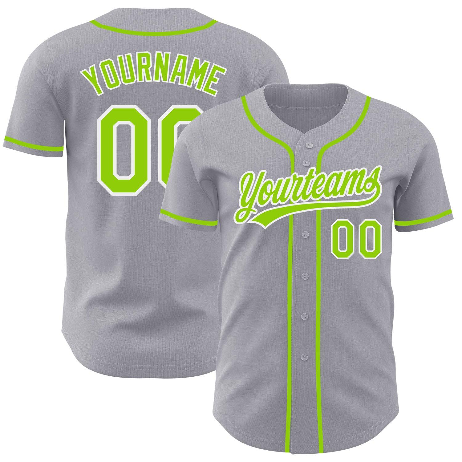 FansIdea Custom Gray Neon Green-White Authentic Baseball Jersey - $27.99 at Proof Eyewear