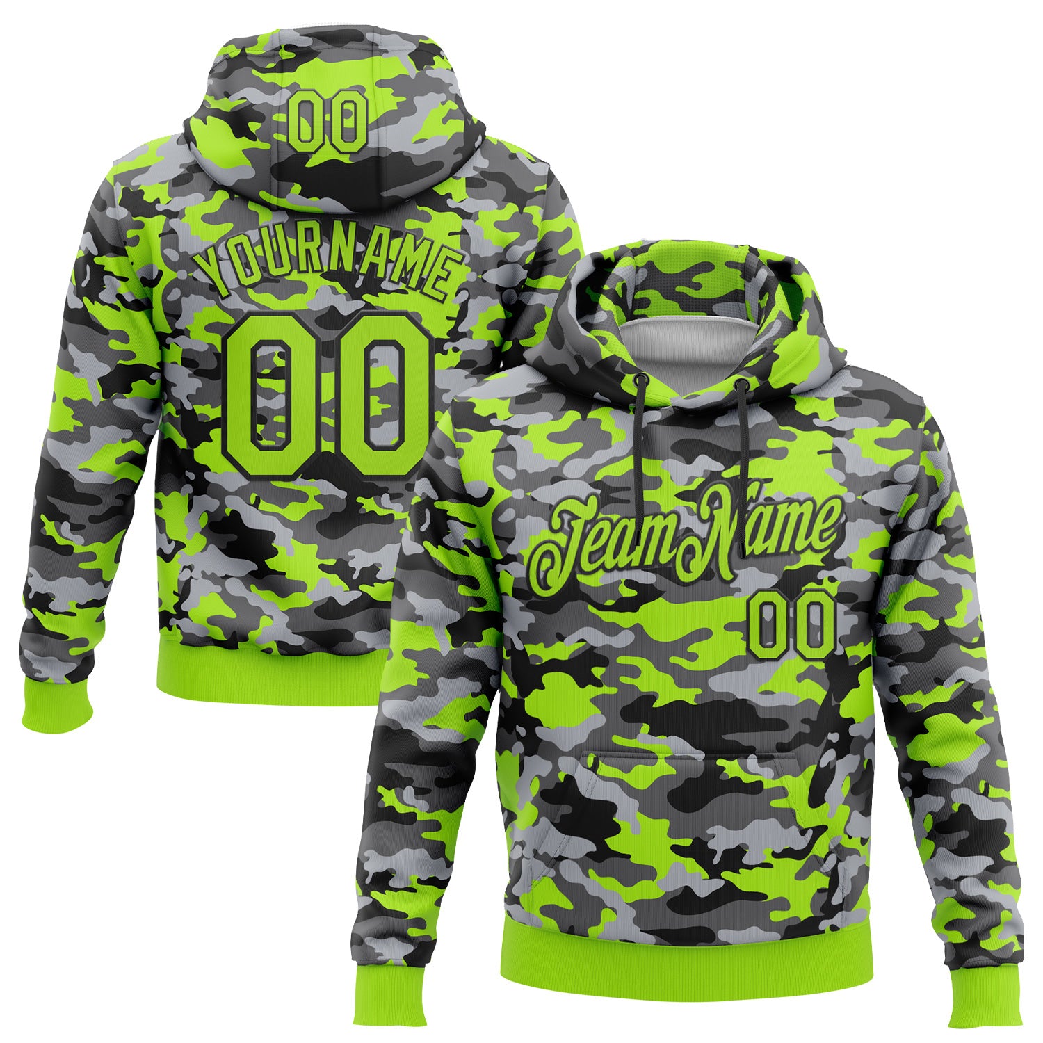 FansIdea Custom Stitched Camo Neon Green-Black Salute To Service Pullover Sweatshirt Hoodie - $32.99 at Proof Eyewear