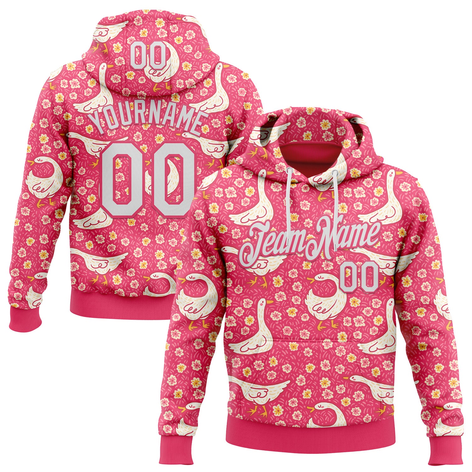 Fansidea-artist-collabs Custom Stitched Neon Pink White 3D Emi Bee Meadow Goose Sports Pullover Sweatshirt Hoodie - $37.99 at Proof Eyewear