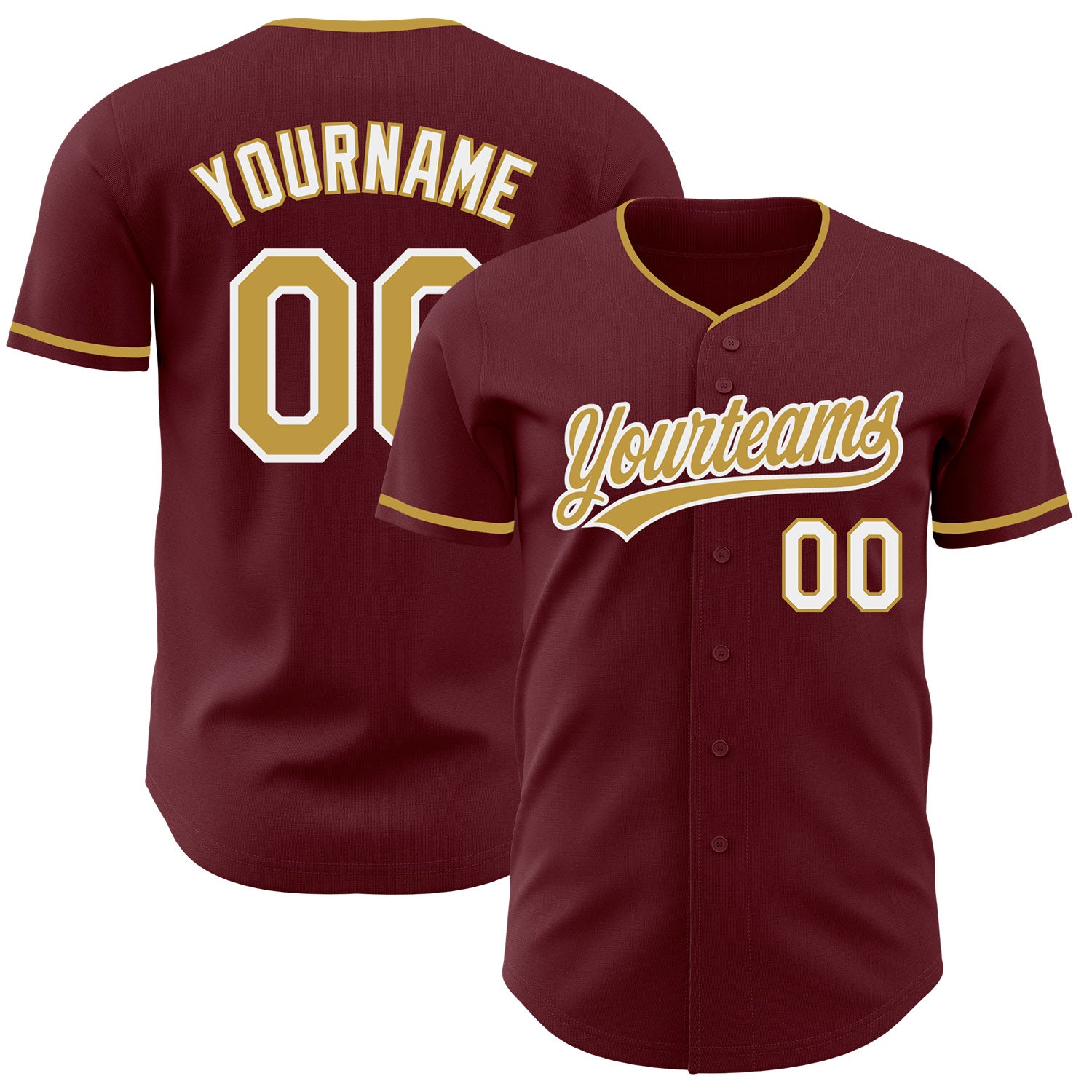 FansIdea Custom Burgundy Old Gold-White Authentic Baseball Jersey - $27.99 at Proof Eyewear
