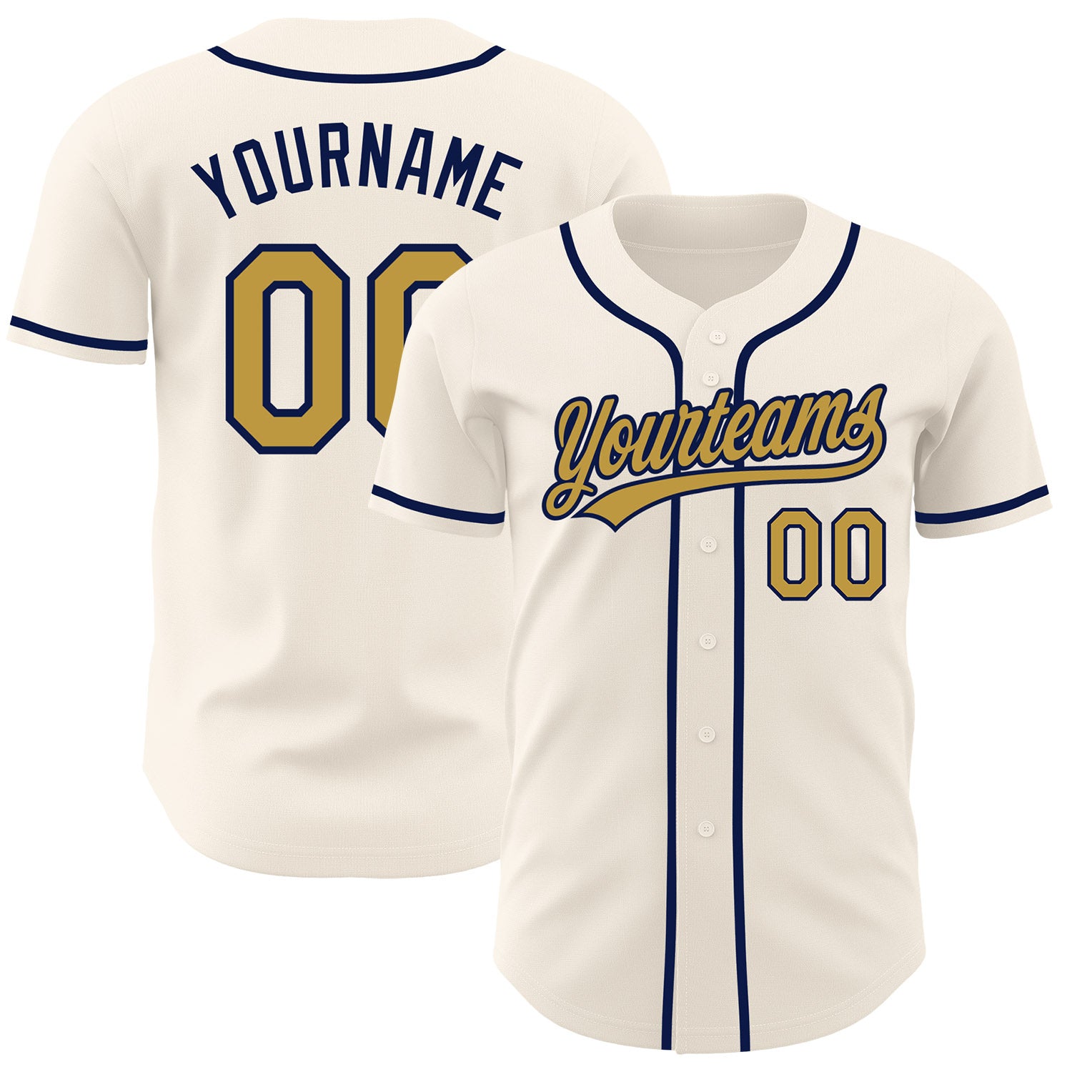FansIdea Custom Cream Old Gold-Navy Authentic Baseball Jersey - $27.99 at Proof Eyewear