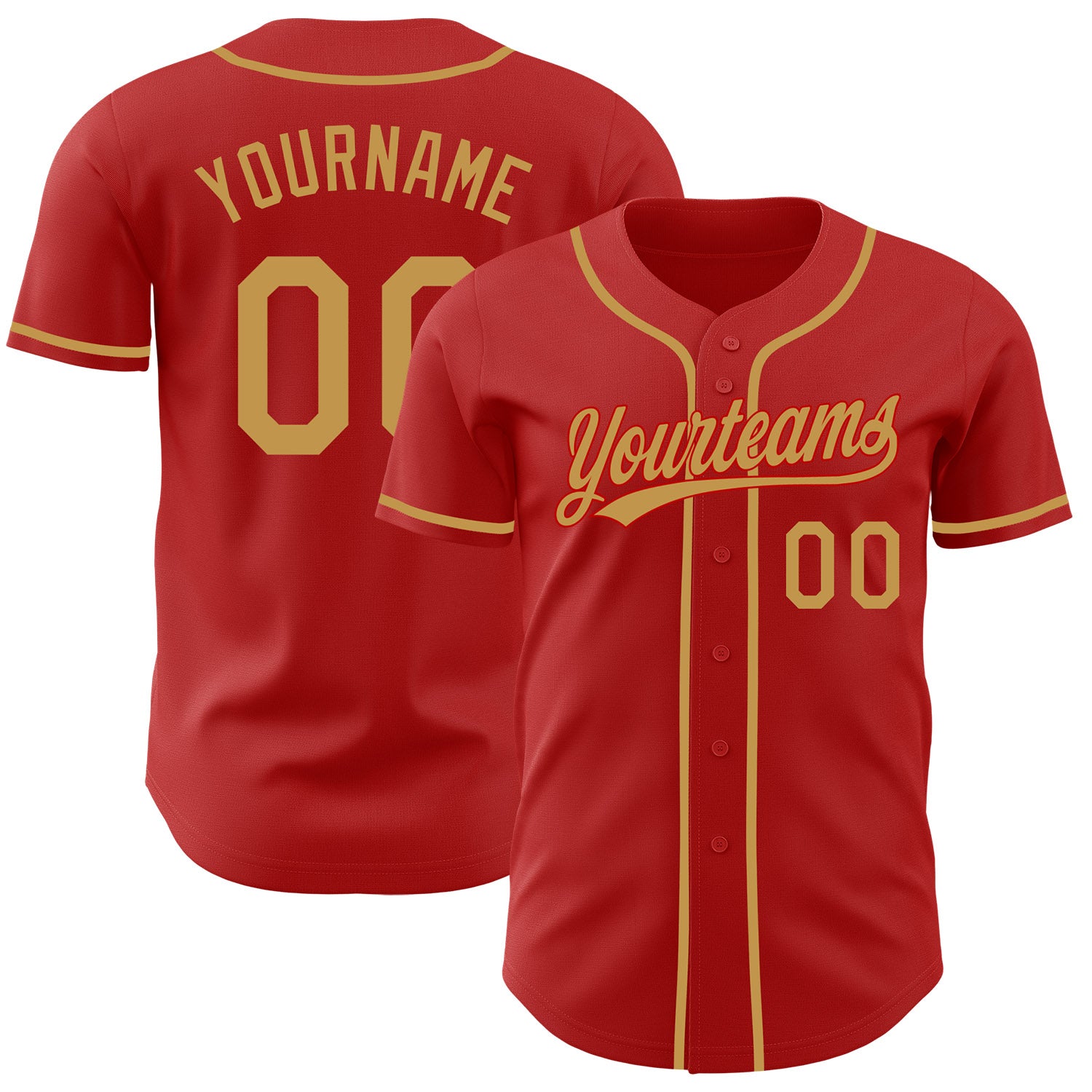 FansIdea Custom Red-Old Gold Authentic Baseball Jersey - $27.99 at Proof Eyewear