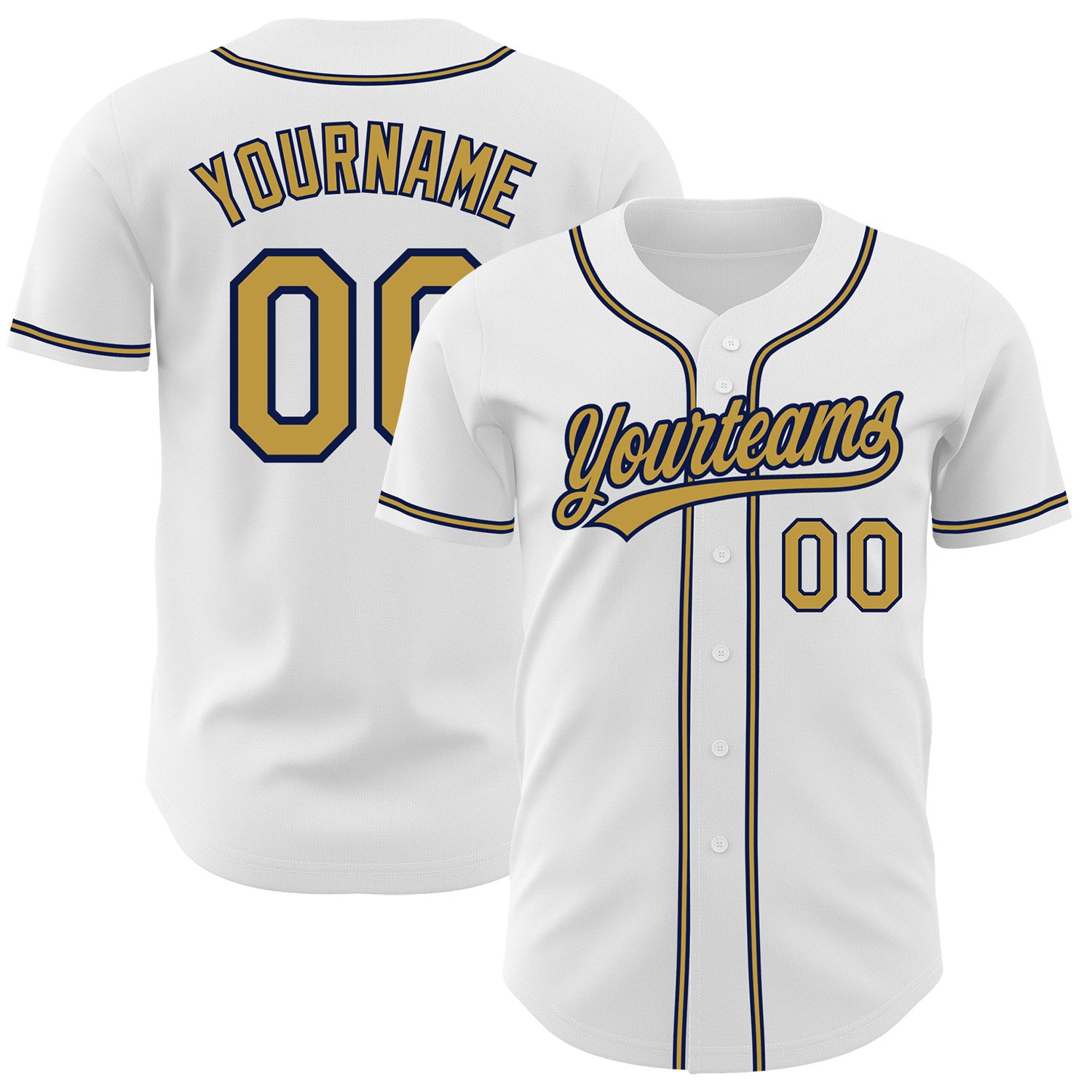 FansIdea Custom White Old Gold-Navy Authentic Baseball Jersey - $27.99 at Proof Eyewear