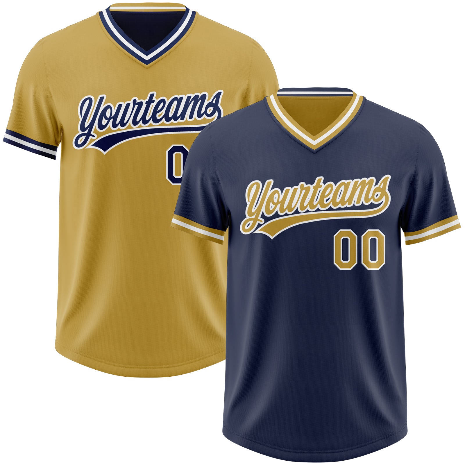 FansIdea Custom Navy Old Gold-White Reversible Pullover Baseball Jersey Shirt - $26.99 at Proof Eyewear