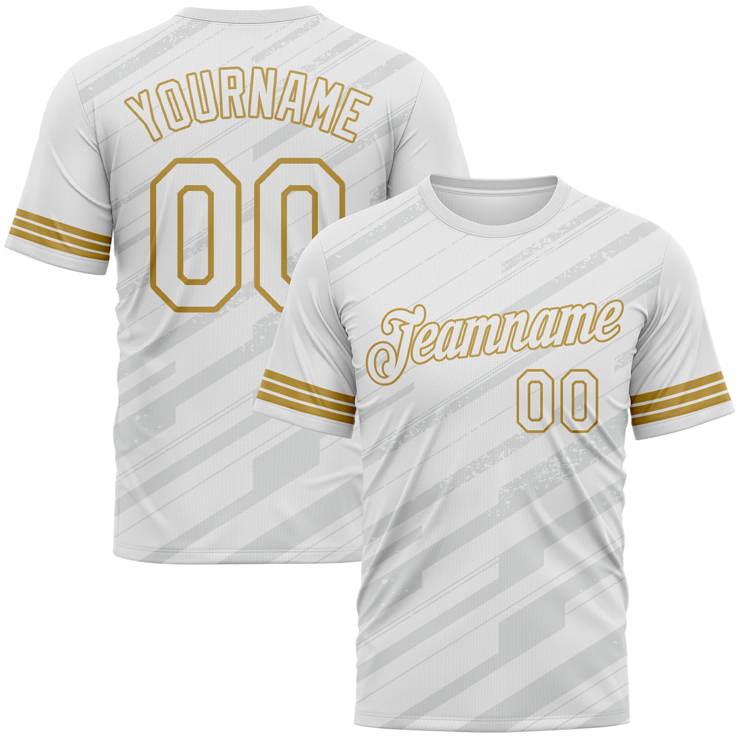 FansIdea Custom White Gray-Old Gold Diagonal Stripe Speed Line Performance T-Shirt - $14.99 at Proof Eyewear