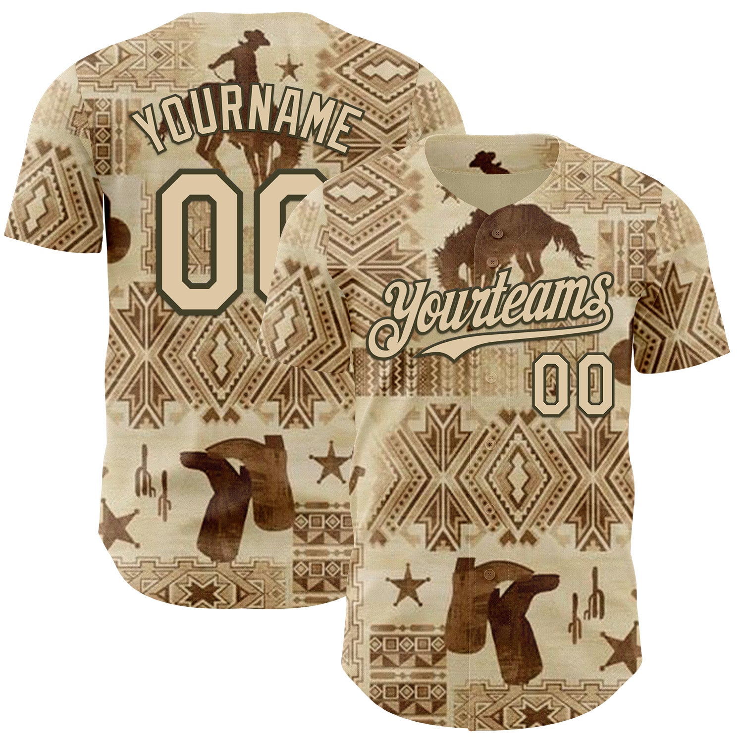 FansIdea Custom City Cream Olive Texas Cowboy Tribal City Edition Authentic Baseball Jersey - $29.99 at Proof Eyewear