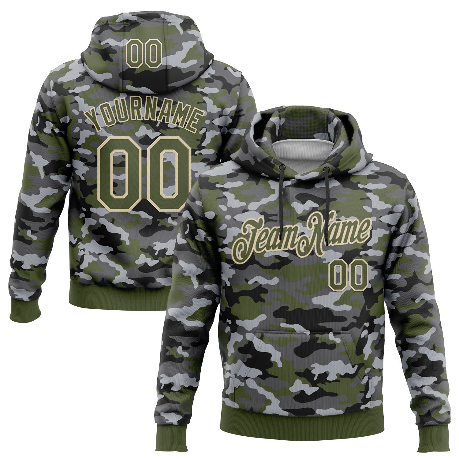 FansIdea Custom Stitched Camo Olive-Cream Salute To Service Pullover Sweatshirt Hoodie - $32.99 at Proof Eyewear