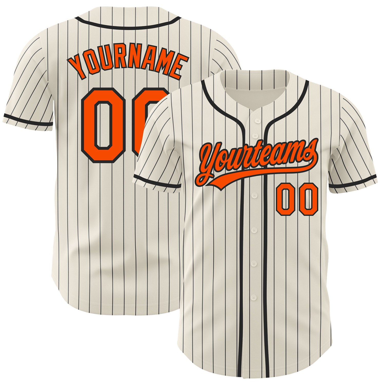 FansIdea Custom Cream Black Pinstripe-Orange Authentic Baseball Jersey - $27.99 at Proof Eyewear