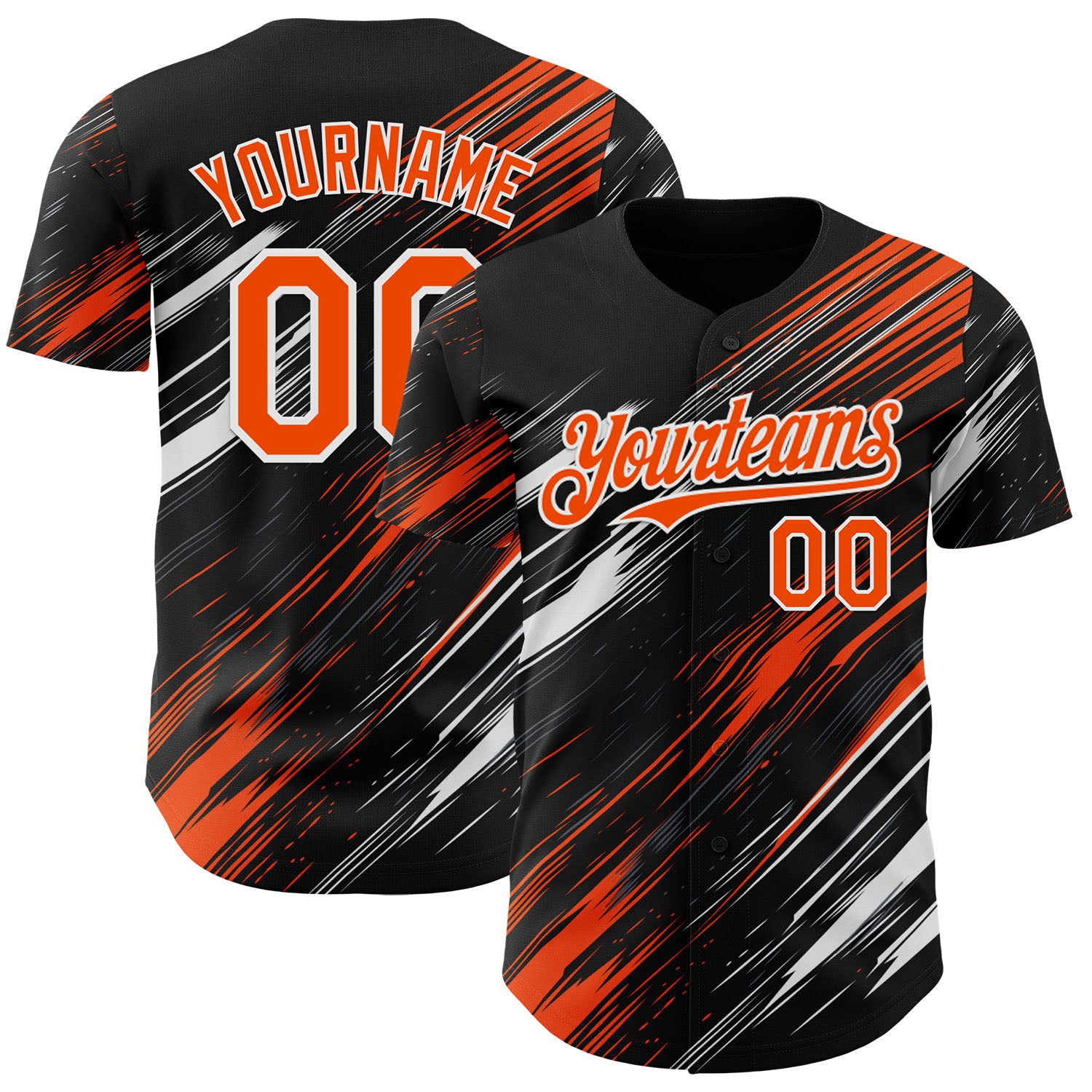 FansIdea Custom Black Orange-White Diagonal Scratch Brush Stroke Authentic Baseball Jersey - $29.99 at Proof Eyewear