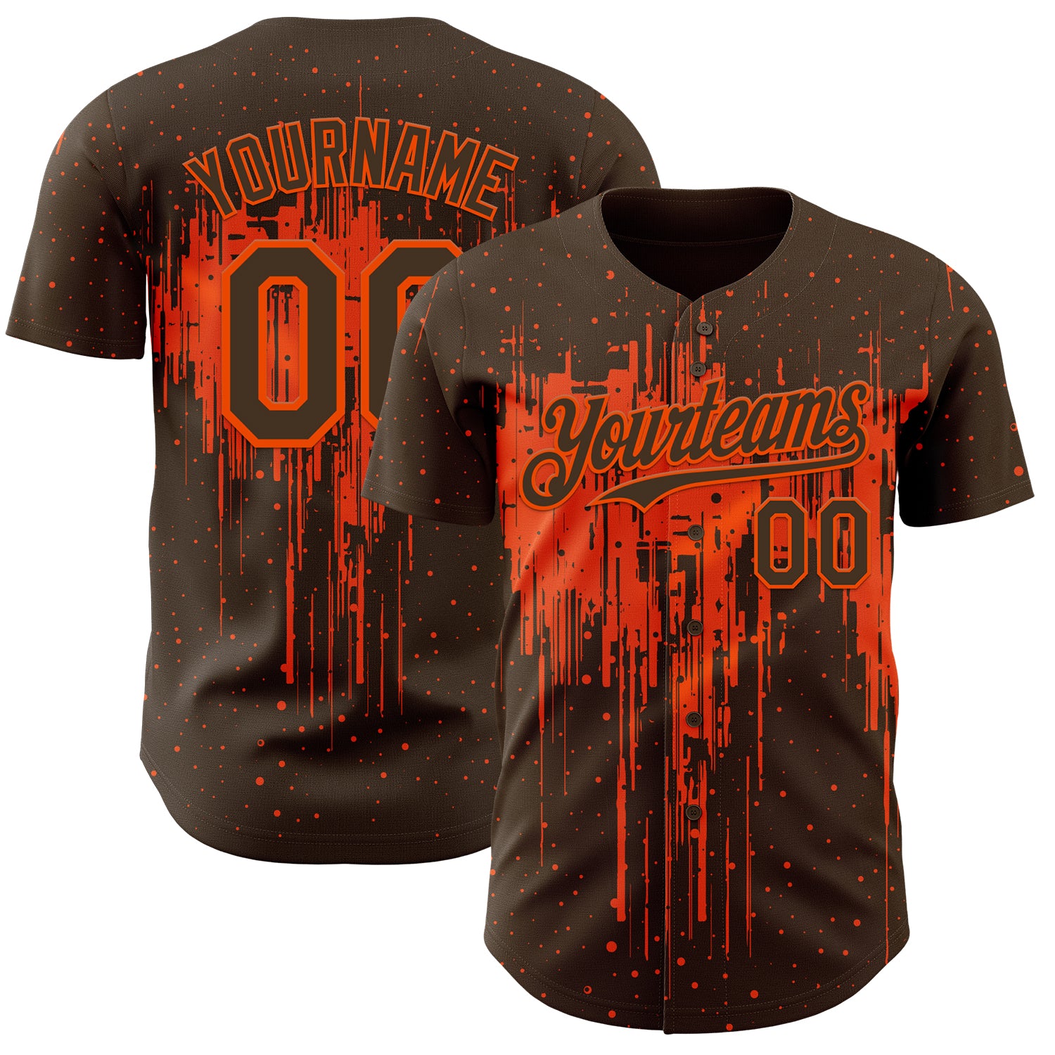 FansIdea Custom Brown Orange Dripping Splatter Paint Authentic Baseball Jersey - $29.99 at Proof Eyewear
