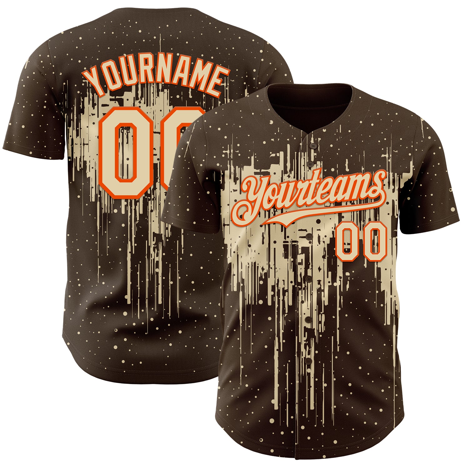 FansIdea Custom Brown Cream-Orange Dripping Splatter Paint Authentic Baseball Jersey - $29.99 at Proof Eyewear