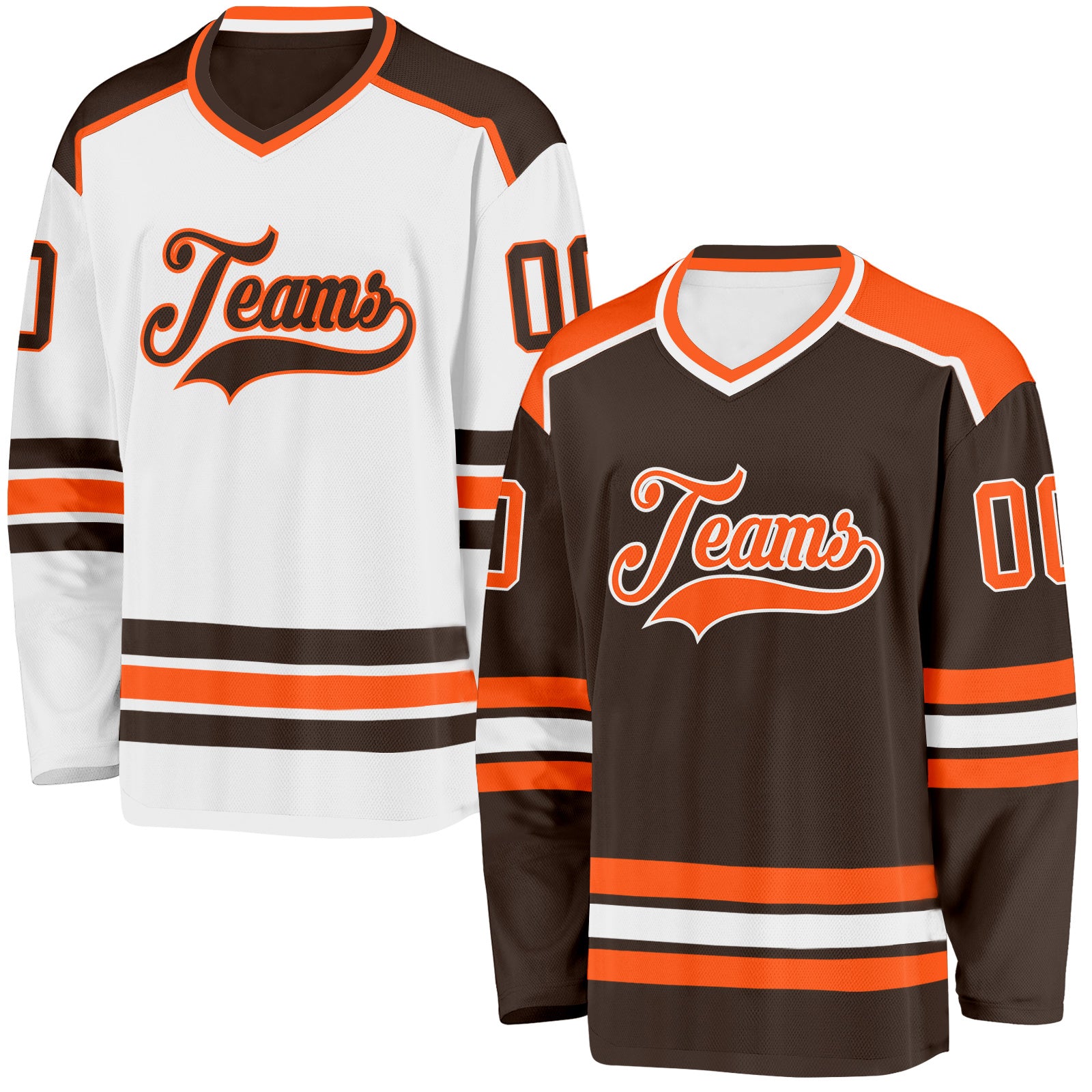 FansIdea Custom Brown Orange-White Reversible Double Side Hockey Jersey - $34.99 at Proof Eyewear