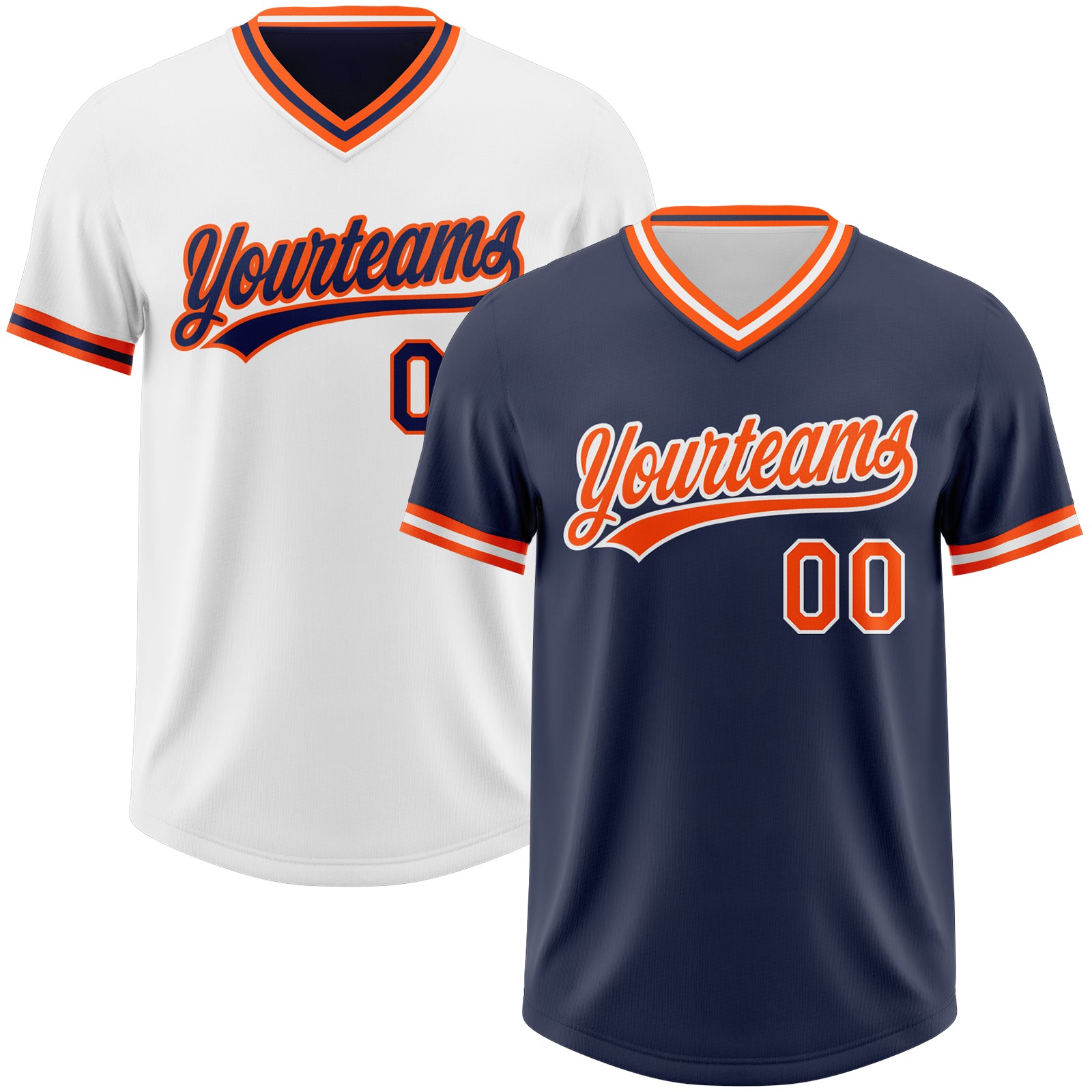 FansIdea Custom Navy Orange-White Reversible Pullover Baseball Jersey Shirt - $26.99 at Proof Eyewear