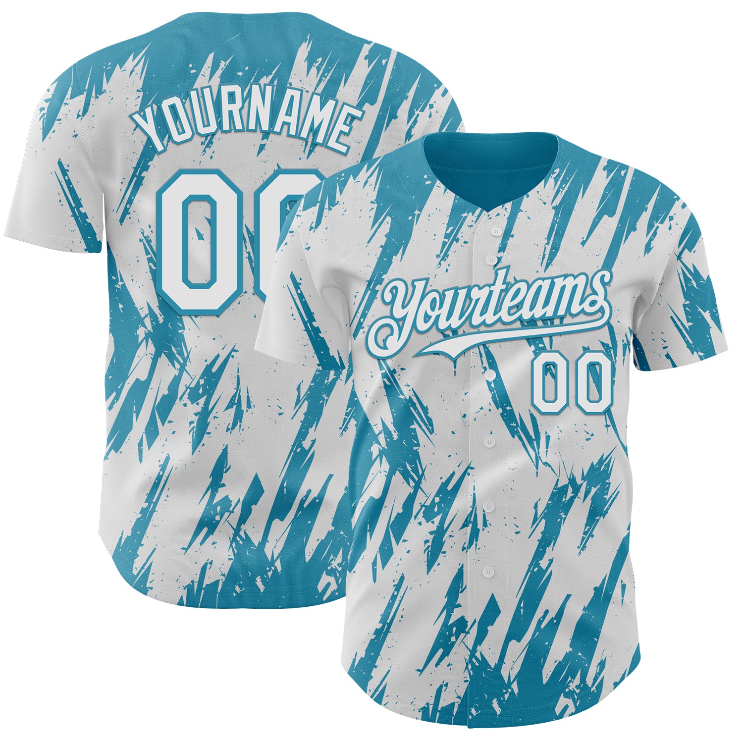FansIdea Custom White Panther Blue Splatter Torn Sharp Brush Stroke Authentic Baseball Jersey - $29.99 at Proof Eyewear