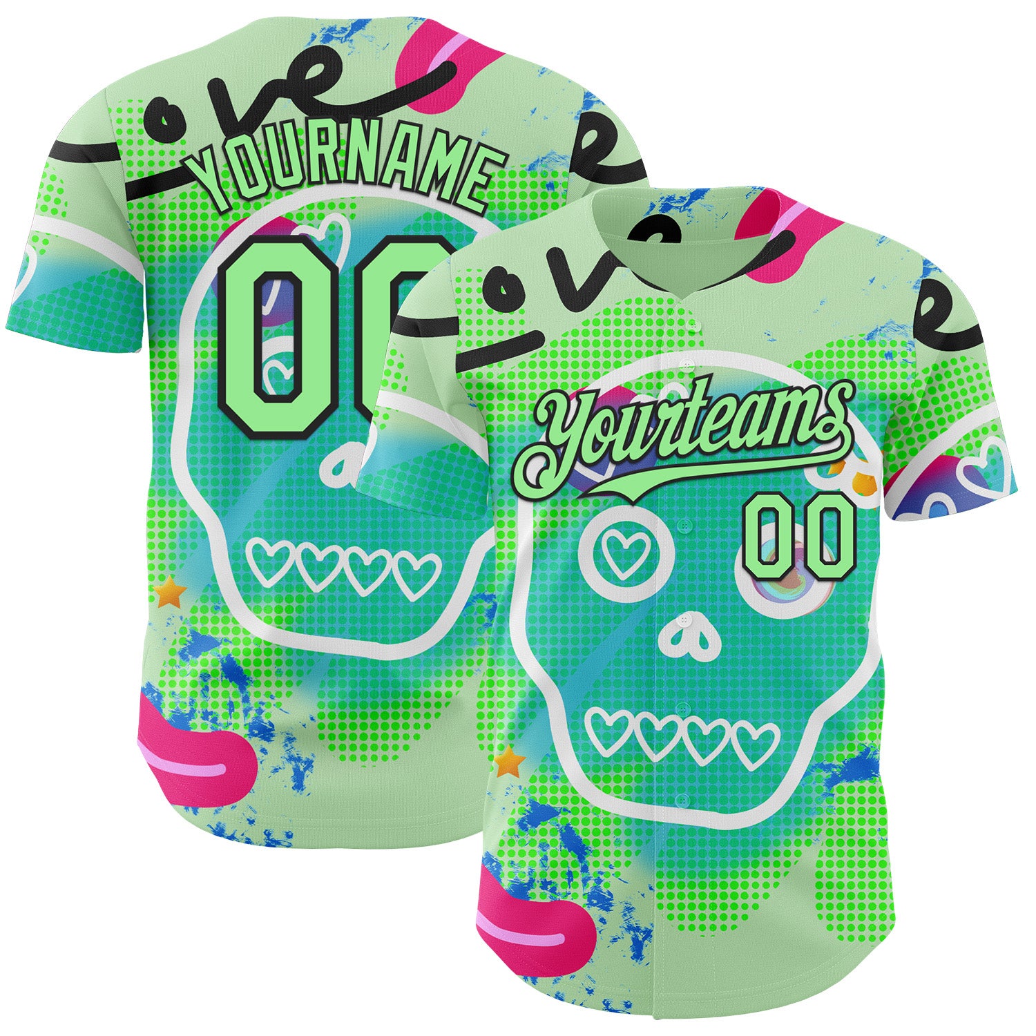 Fansidea-artist-collabs Custom Green Pea Green-Black Damiano Fasso Beautiful Life Authentic Baseball Jersey - $34.99 at Proof Eyewear