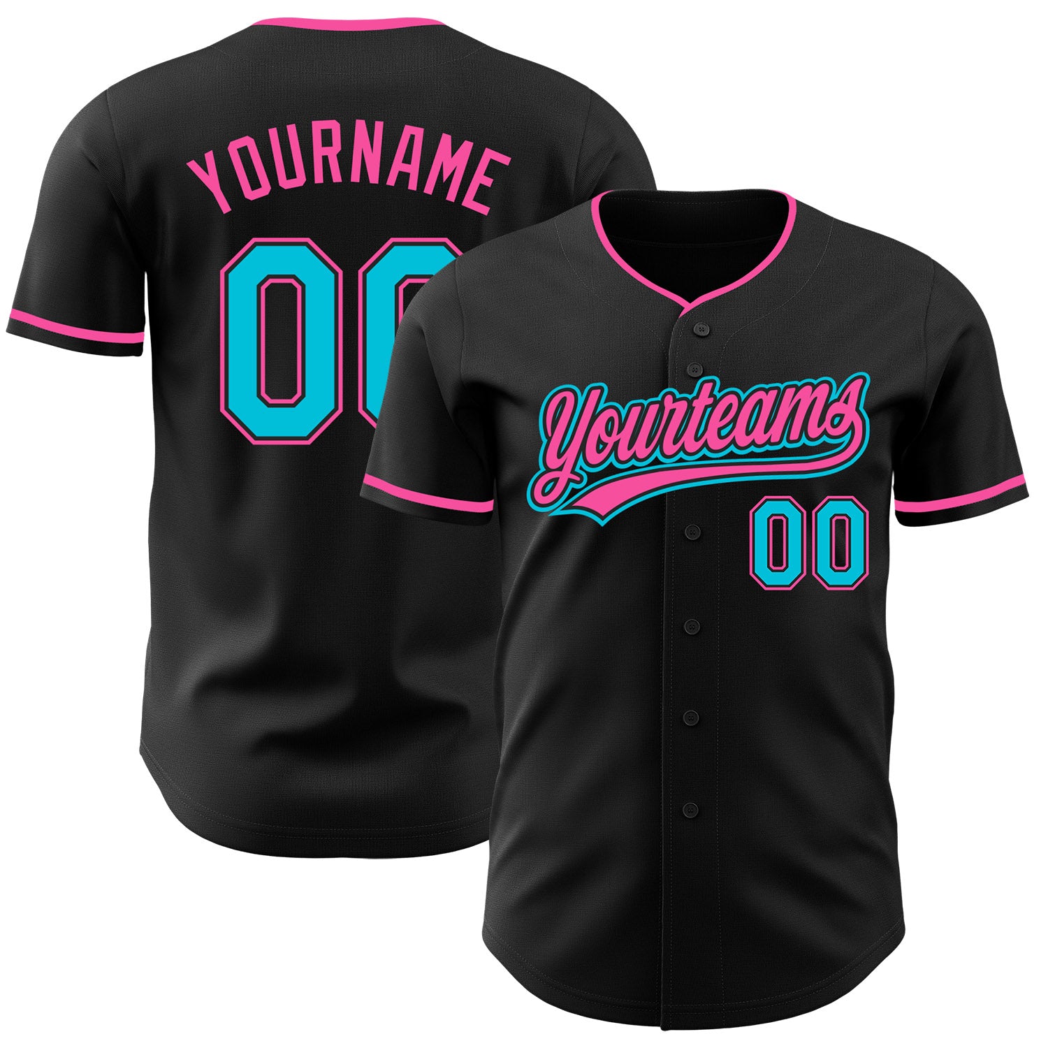 FansIdea Custom Black Lakes Blue-Pink Authentic Baseball Jersey - $27.99 at Proof Eyewear