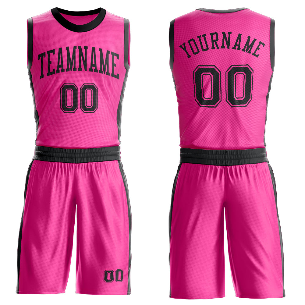 FansIdea Custom Pink Black Round Neck Basketball Uniform Jersey - $24.99 at Proof Eyewear