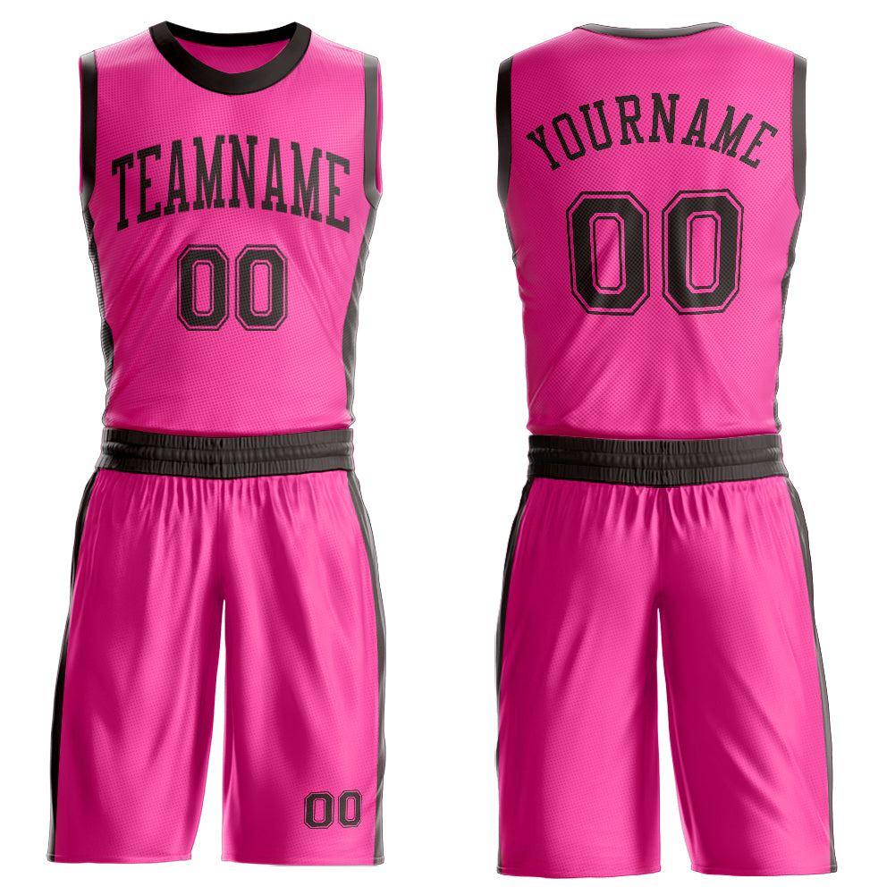 FansIdea Custom Pink Brown Round Neck Basketball Uniform Jersey - $24.99 at Proof Eyewear
