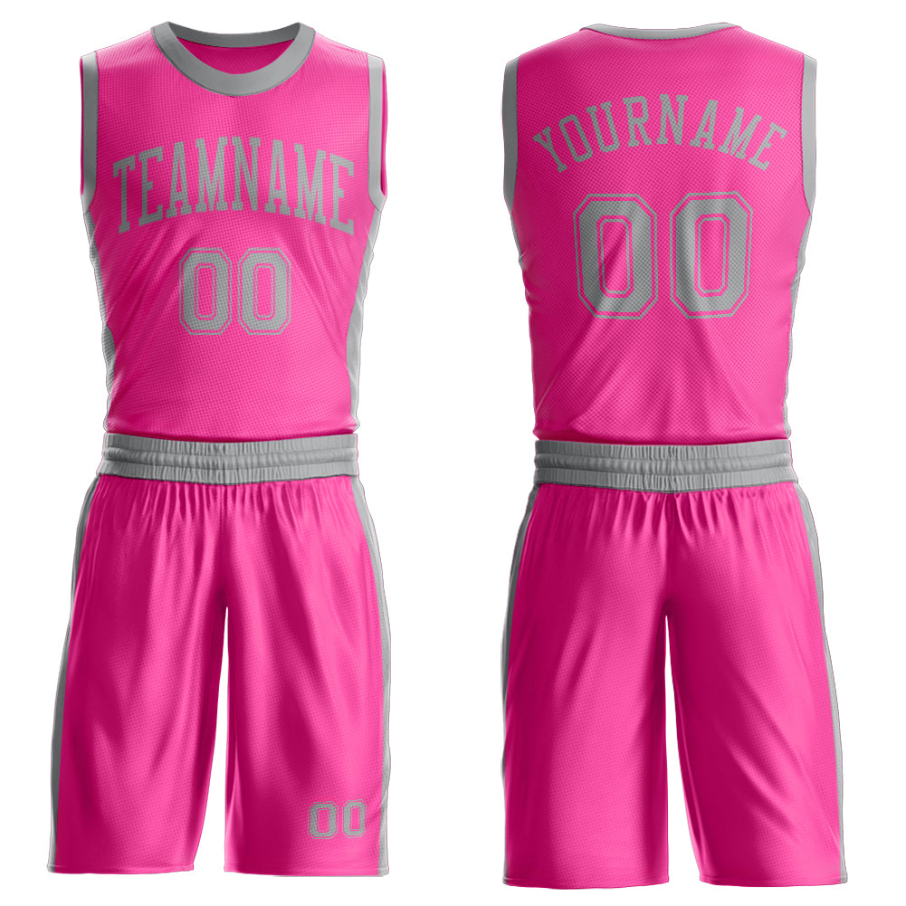 FansIdea Custom Pink Gray Round Neck Basketball Uniform Jersey - $24.99 at Proof Eyewear