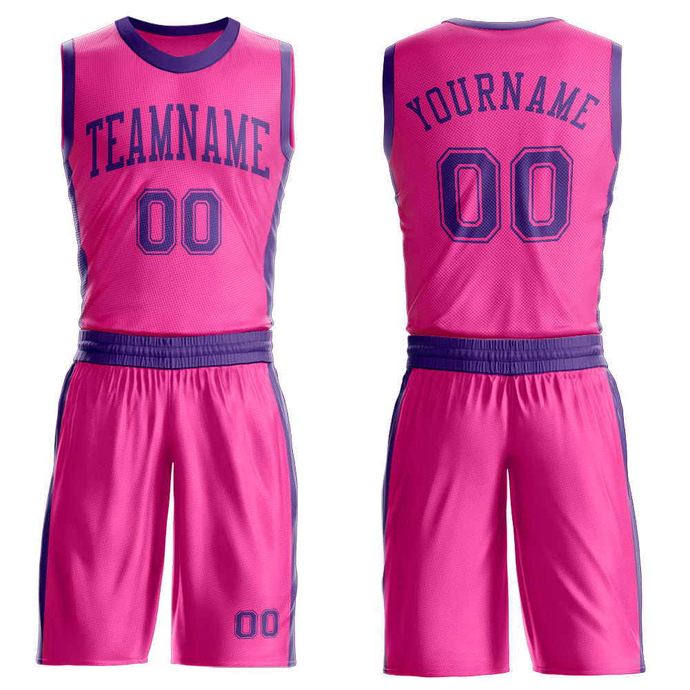 FansIdea Custom Pink Purple Round Neck Basketball Uniform Jersey - $24.99 at Proof Eyewear