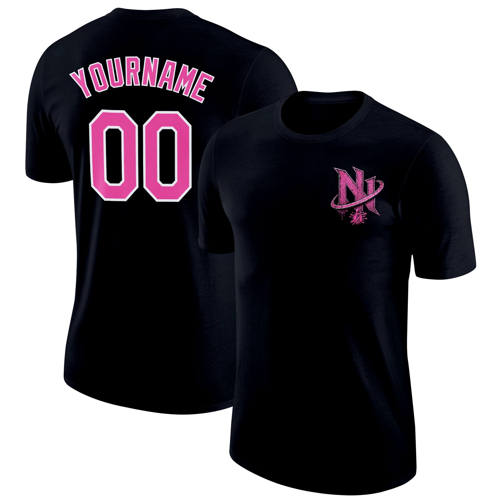 Custom Black Pink-White 2026 Nasty Nation Balling For Boobies Performance T-Shirt