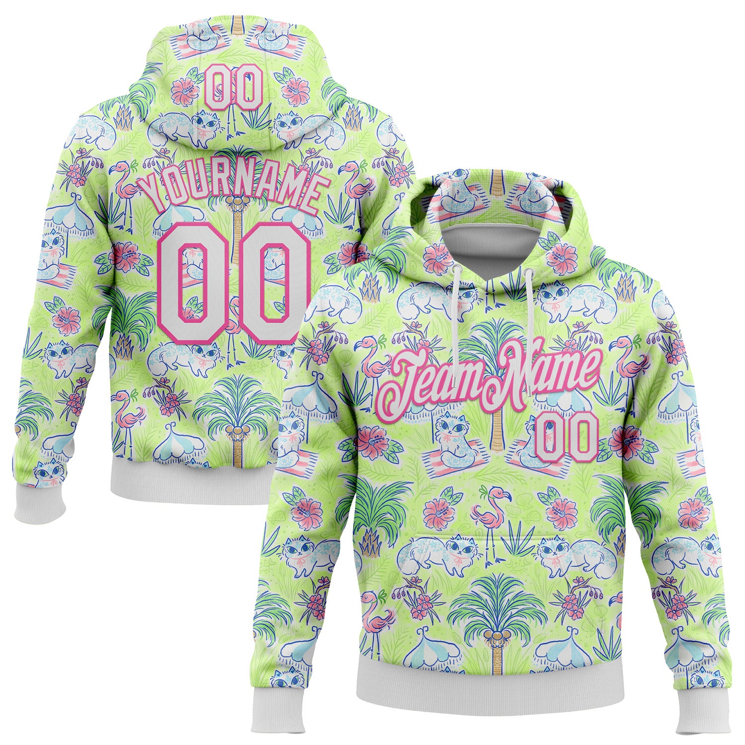 Fansidea-artist-collabs Custom Stitched Green White-Pink 3D Emi Bee Tropical Beach Day Sports Pullover Sweatshirt Hoodie - $37.99 at Proof Eyewear