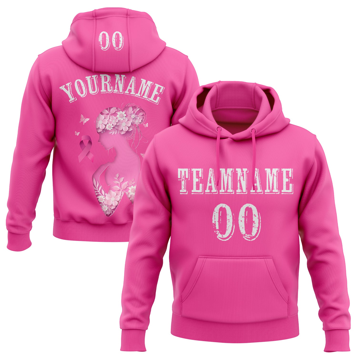 FansIdea Custom Pink White 3D Pink Ribbon Breast Cancer Awareness Women Health Care Support Sports Pullover Sweatshirt Hoodie - $32.99 at Proof Eyewear
