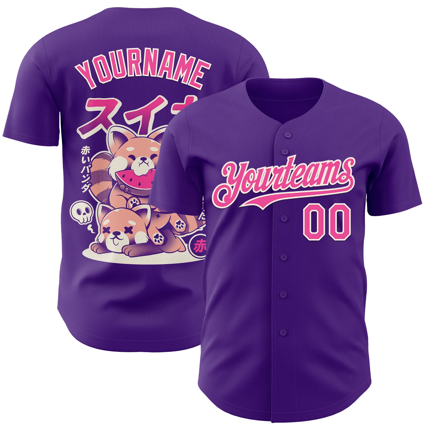 Fansidea-group-collabs Custom Purple Pink-Cream Ilustrata® studio Watermelon Purple Authentic Baseball Jersey - $34.99 at Proof Eyewear