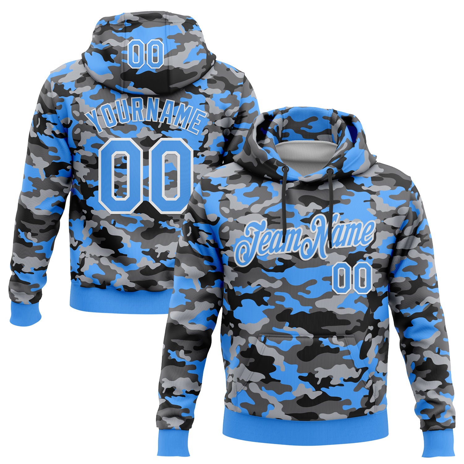 FansIdea Custom Stitched Camo Powder Blue-White Salute To Service Pullover Sweatshirt Hoodie - $32.99 at Proof Eyewear