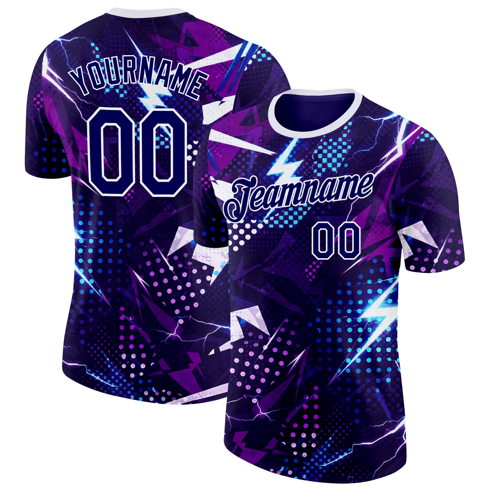 FansIdea Custom Purple Blue-White Bowling Lightning Performance T-Shirt - $14.99 at Proof Eyewear