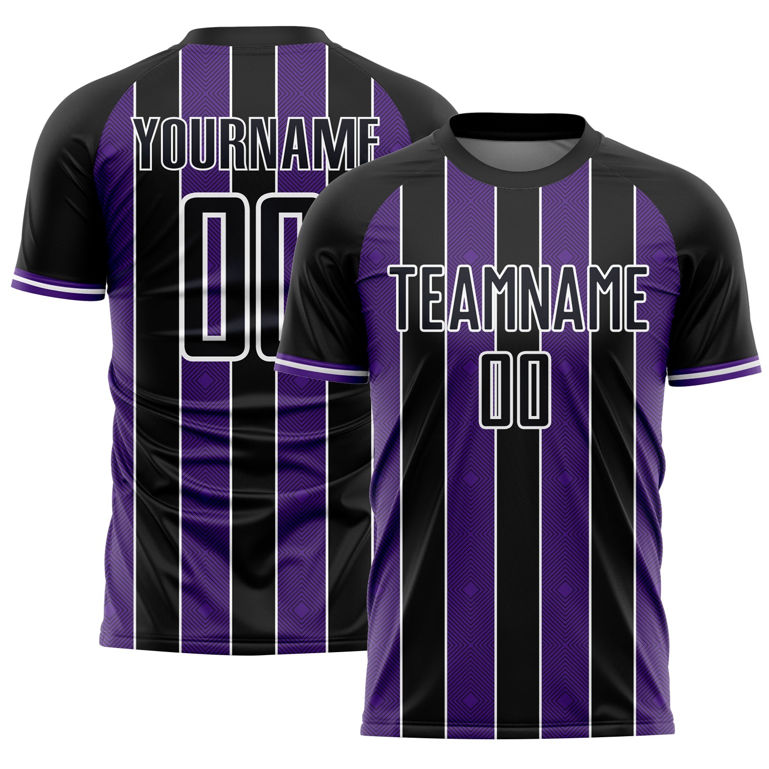 FansIdea Custom Black Purple-White Pinstripe Line Sports Sublimation Soccer Uniform Jersey - $16.99 at Proof Eyewear