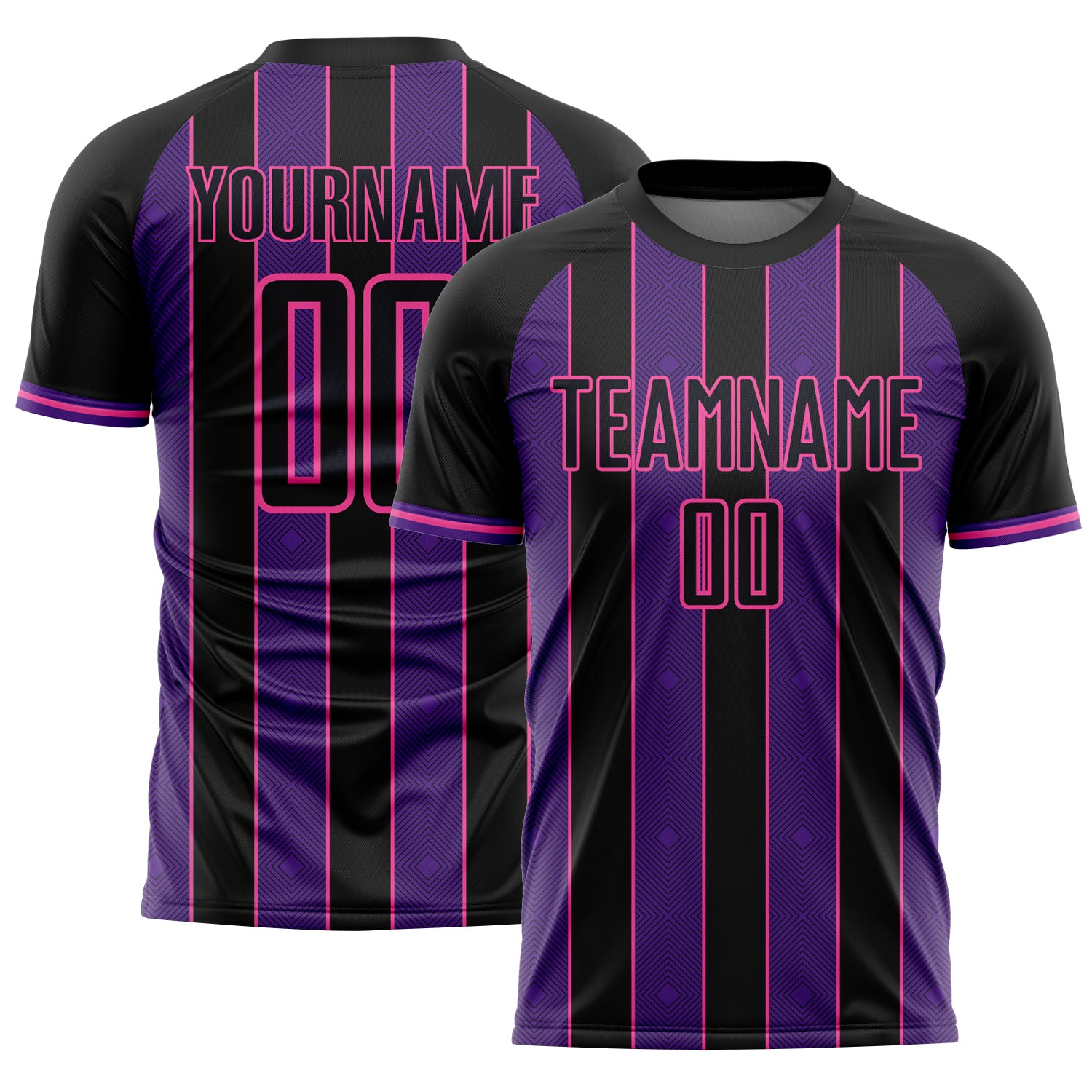 FansIdea Custom Black Purple-Pink Pinstripe Line Sports Sublimation Soccer Uniform Jersey - $16.99 at Proof Eyewear