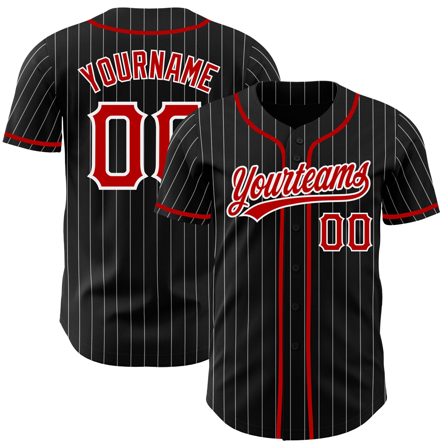 FansIdea Custom Black White Pinstripe-Red Authentic Baseball Jersey - $27.99 at Proof Eyewear