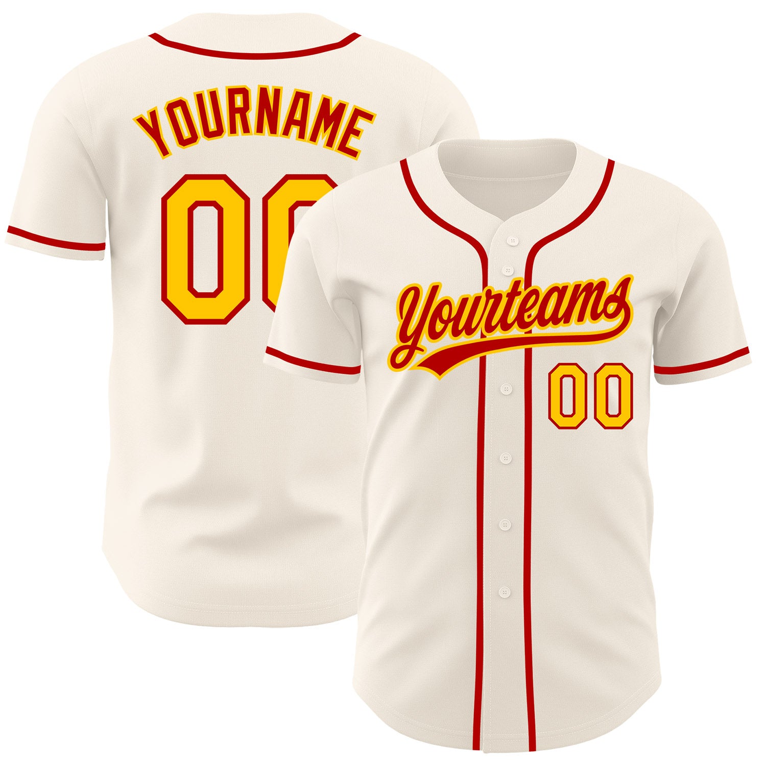 FansIdea Custom Cream Yellow-Red Authentic Baseball Jersey - $27.99 at Proof Eyewear