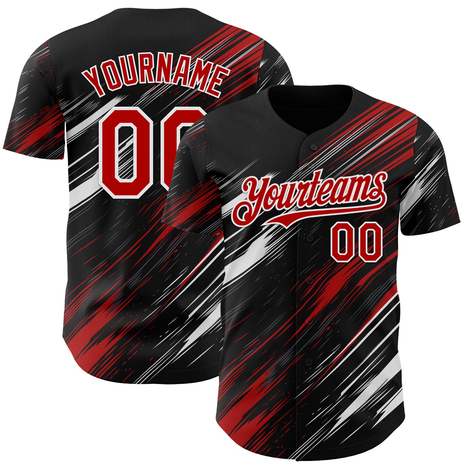 FansIdea Custom Black Red-White Diagonal Scratch Brush Stroke Authentic Baseball Jersey - $29.99 at Proof Eyewear